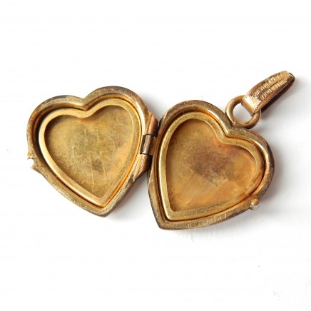Photo of Antique Rolled Gold Heart Locket Pendant Signed A*D