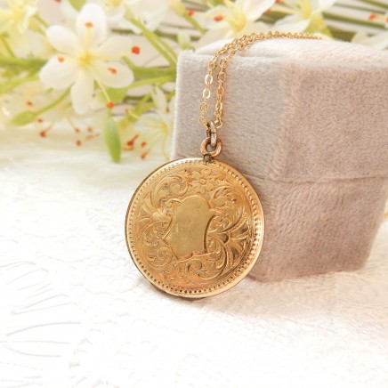 Photo of Antique Rolled Gold Locket Necklace Memory Photo Locket