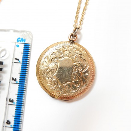 Photo of Antique Rolled Gold Locket Necklace Memory Photo Locket