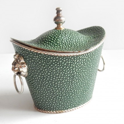 Photo of Antique Shagreen Silverplate Tea Caddy Lidded Trinket Box