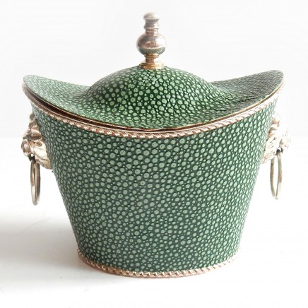 Photo of Antique Shagreen Silverplate Tea Caddy Lidded Trinket Box