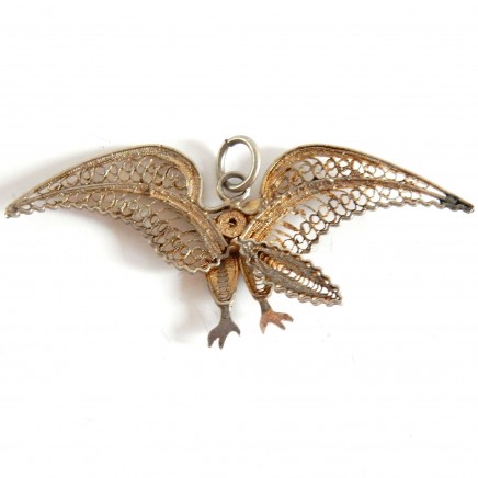 Photo of Antique Silver Filigree Eagle Flying Bird Pendant