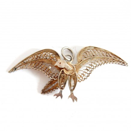 Photo of Antique Silver Filigree Eagle Flying Bird Pendant