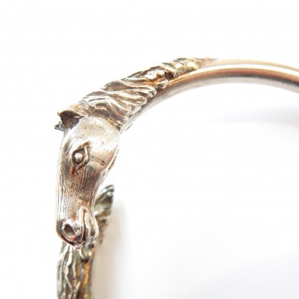 Photo of Antique Silver Plated Metal Equestrian Horse Cuff Bracelet Wrap Bangle