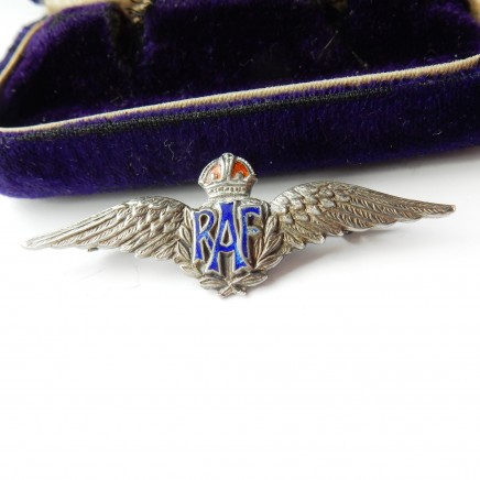 Photo of Antique Solid Silver RAF Sweetheart Enamel Brooch Pin