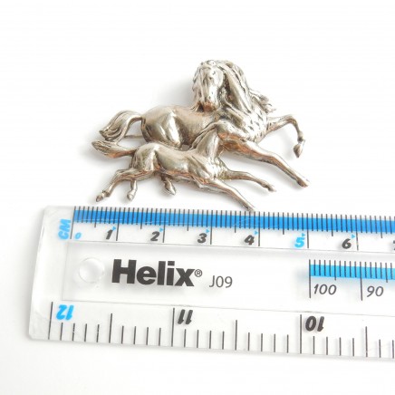 Photo of Antique Sterling Silver Horse & Foal Brooch
