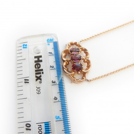 Photo of Antique Victorian 9 Carat Gold Garnet Necklace Pendant & Chain