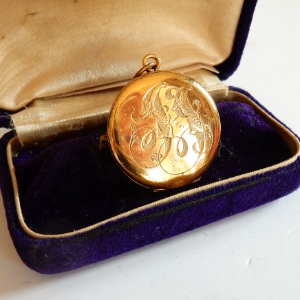 Photo of Antique Victorian Gold Locket Pendant Signed JMF & Co