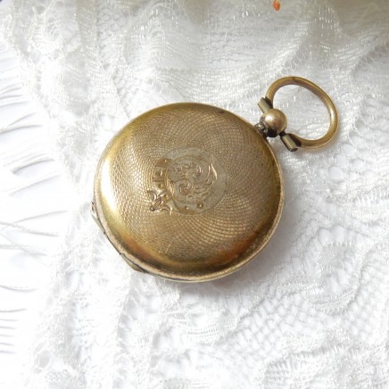 Photo of Antique Victorian Rolled Gold Mourning Locket Fob Glass Cased Hair