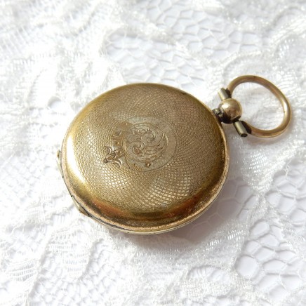 Photo of Antique Victorian Rolled Gold Mourning Locket Fob Glass Cased Hair
