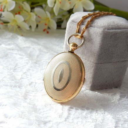 Photo of Antique Victorian Rolled Gold Mourning Locket Necklace Rolled Gold Chain Locket