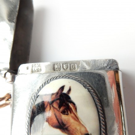 Photo of Antique Victorian Sterling Silver Enamel Horse Vesta Match Sampson Mordan 1899