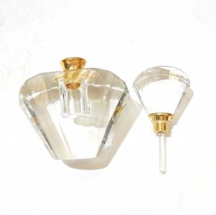 Photo of Art Deco Crystal Glass Gold Perfume Bottle Scent Bottle with Dibber