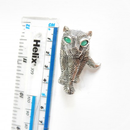Photo of Art Deco Emerald Sterling Silver Panther Brooch Pin