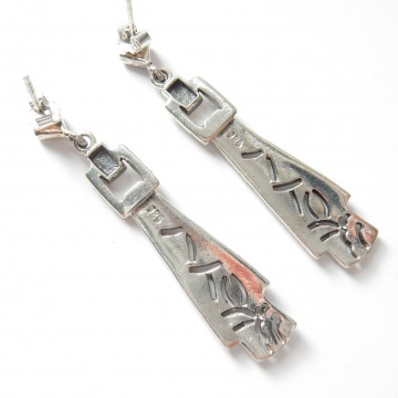 Photo of Art Deco Filigree Marcasite Earrings Droplet Earrings Sterling Silver Jewelery
