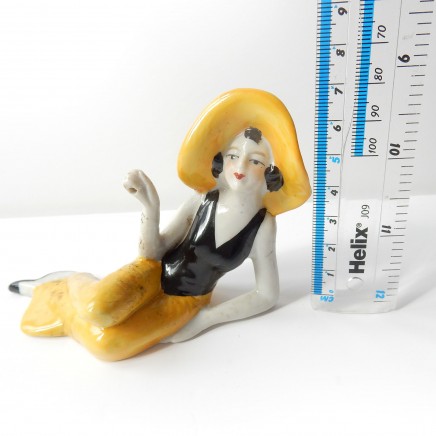 Photo of Art Deco German Porcelain Ceramic Bathing Beauty Lady Figure Pin Doll