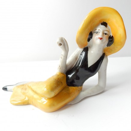 Photo of Art Deco German Porcelain Ceramic Bathing Beauty Lady Figure Pin Doll