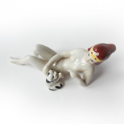 Photo of Art Deco German Porcelain Ceramic Lady Dog Pin Doll Half Doll Lady