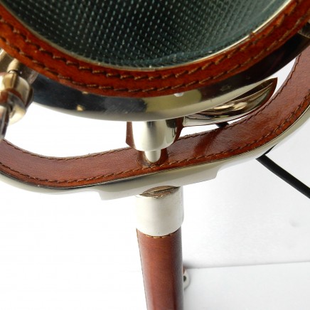 Photo of Art Deco Leather Chrome Head Lamp Film Set Studio Light Desk Lamp