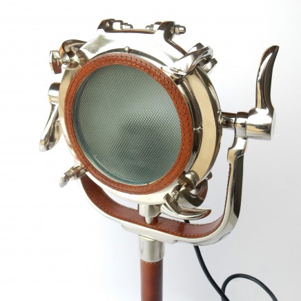 Photo of Art Deco Leather Chrome Head Lamp Film Set Studio Light Desk Lamp