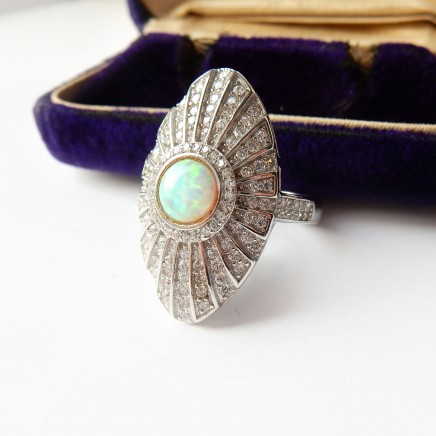 Photo of Art Deco Opal Cocktail Ring Solid Silver