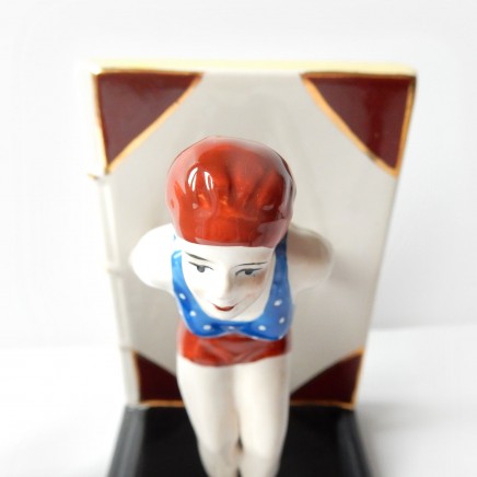 Photo of Art Deco Porcelain Ceramic Bathing Lady Book Ends Figurine