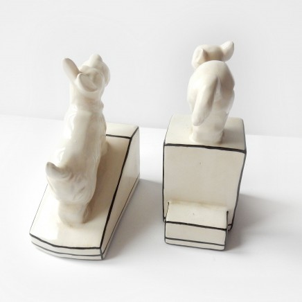 Photo of Art Deco Porcelain Ceramic Cat Dog Book Ends
