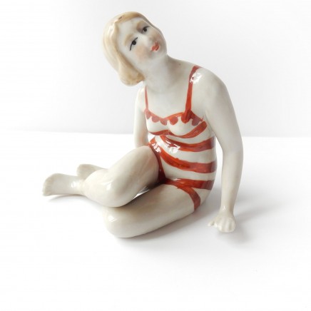 Photo of Art Deco Porcelain Flapper Girl Bathing Beauty Figure Ornament