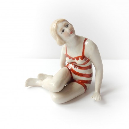 Photo of Art Deco Porcelain Flapper Girl Bathing Beauty Figure Ornament