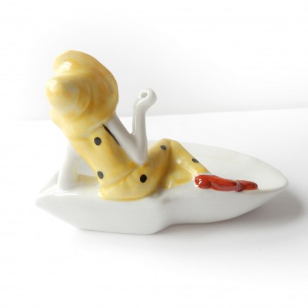 Photo of Art Deco Porcelain Flapper Girl Bathing Beauty Trinket Dish Figurine