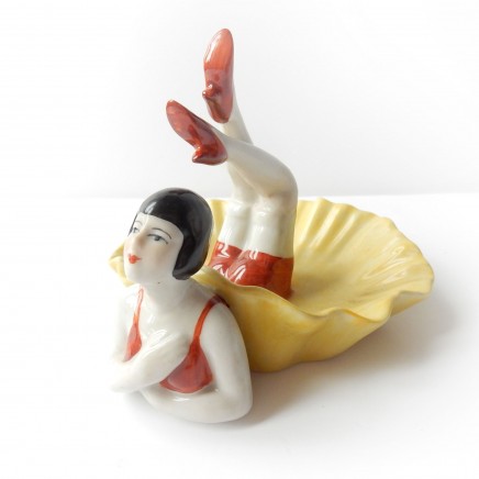 Photo of Art Deco Porcelain Flapper Girl Bathing Beauty Trinket Figure Ornament