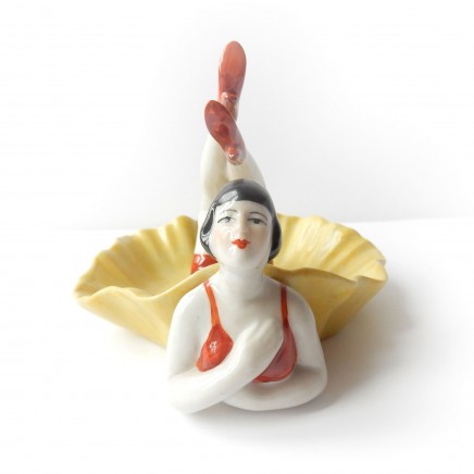 Photo of Art Deco Porcelain Flapper Girl Bathing Beauty Trinket Figure Ornament