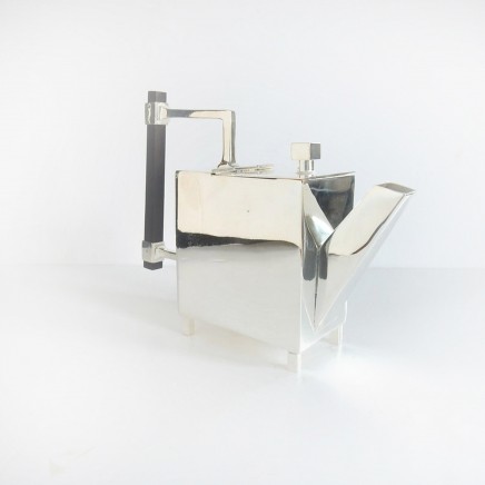 Photo of Art Deco Silverplate Christopher Dresser Architectural Tea Pot Signed