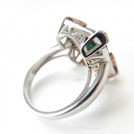 Photo of Art Deco Sterling Silver Emerald Paste Ring US 6