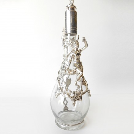 Photo of Art Nouveau Silverplate Glass Pitcher Jug Lady & Grapevine