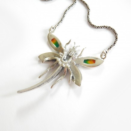 Photo of Arts & Crafts Enamel Marcasite Dragonfly Necklace Sterling Silver
