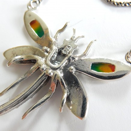 Photo of Arts & Crafts Enamel Marcasite Dragonfly Necklace Sterling Silver