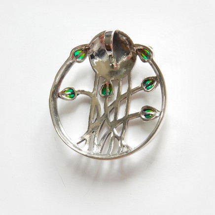 Photo of Arts & Crafts Mackintosh Rose Enamel Pendant Sterling Silver