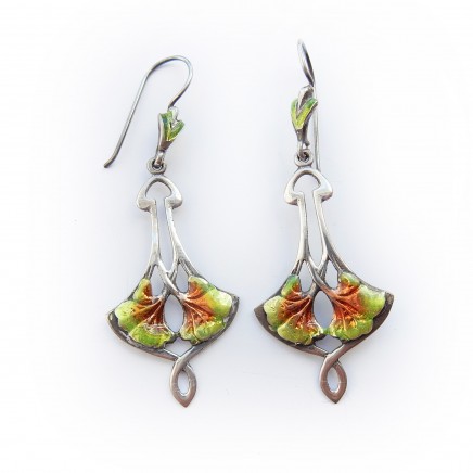 Photo of Arts & Crafts Mackintosh style Enamel Earrings Solid Silver