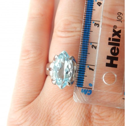 Photo of Blue Topaz Cocktail Ring Sterling Silver Size 6.5 November Birthstone