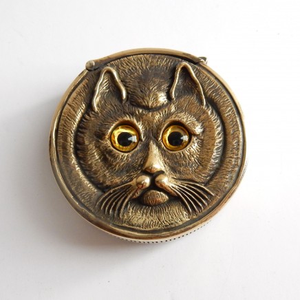 Photo of Brass Cat Vesta with Glass Eyes