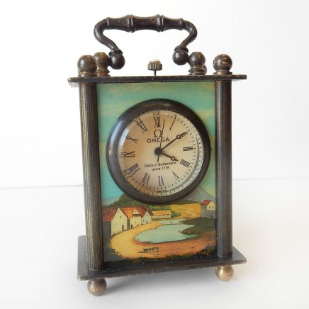 Photo of Brass Enamel Omega Carriage Clock Mini Clock
