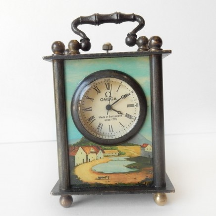 Photo of Brass Enamel Omega Carriage Clock Mini Clock