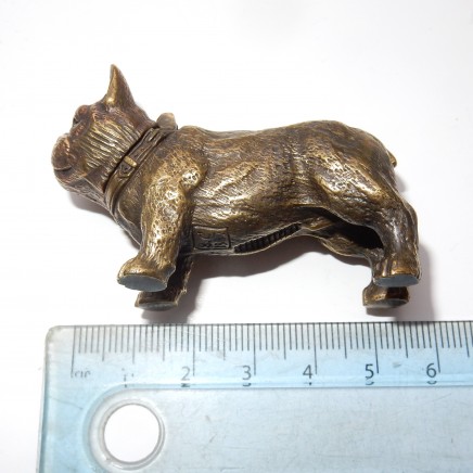 Photo of Brass French Bulldog Vesta Match Safe Snuff Box