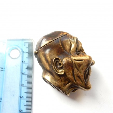 Photo of Brass Grotesque Face Vesta Match Safe Snuff Box