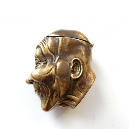 Photo of Brass Grotesque Face Vesta Match Safe Snuff Box