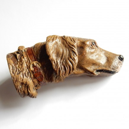 Photo of Brass Hand Painted English Hunting Dog Vesta Match Safe Snuff Box