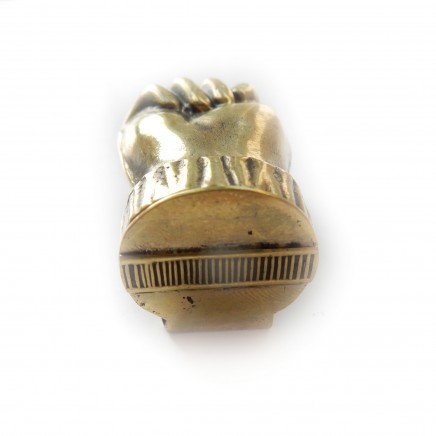 Photo of Brass Novelty Hand Fist Vesta Match Safe Snuff Box