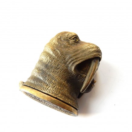 Photo of Brass Sea Lion Walrus Vesta Match Safe Snuff Box