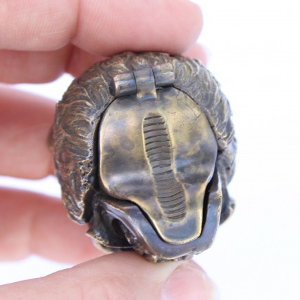 Photo of Brass Skull with Wolf Snuff Container Vesta Match Safe